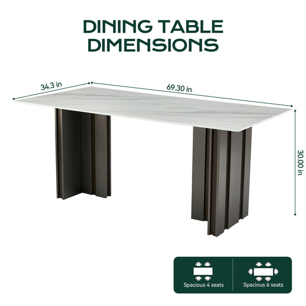Rectangular Dining Table - Gray / White