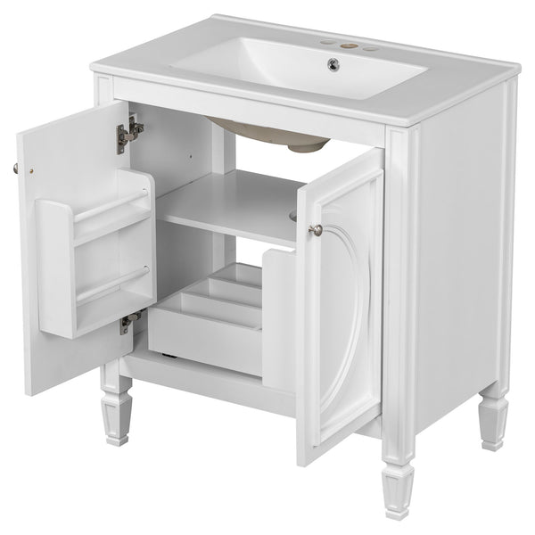 Double Sink Bathroom Vanity Set With Wall Mount Mirror Cabinet