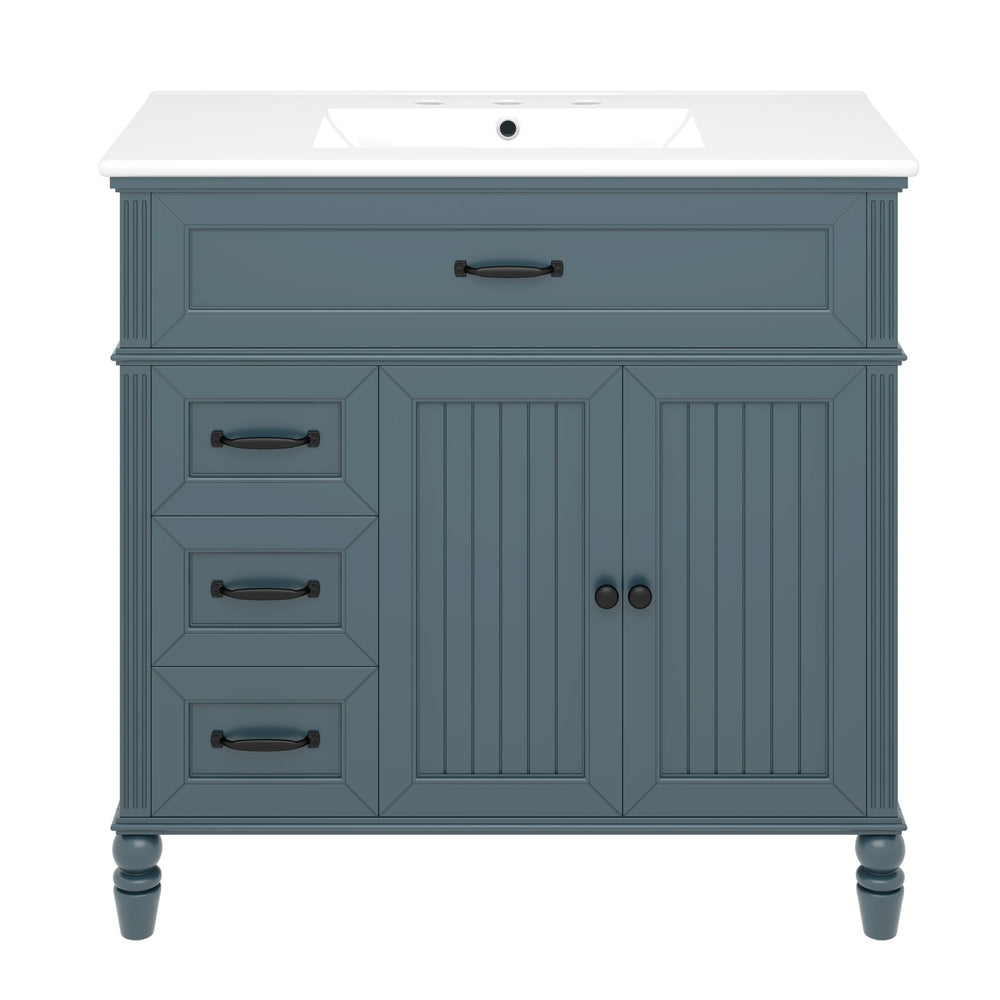 Bathroom Vanity With Sink, 2 Doors 2 Drawers, Freestanding Design
