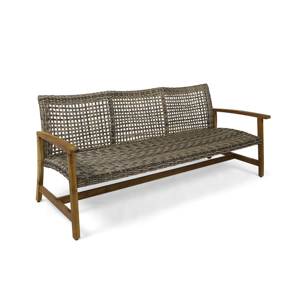 Outdoor 3 Seater Sofa With Rattan Cover - Gray