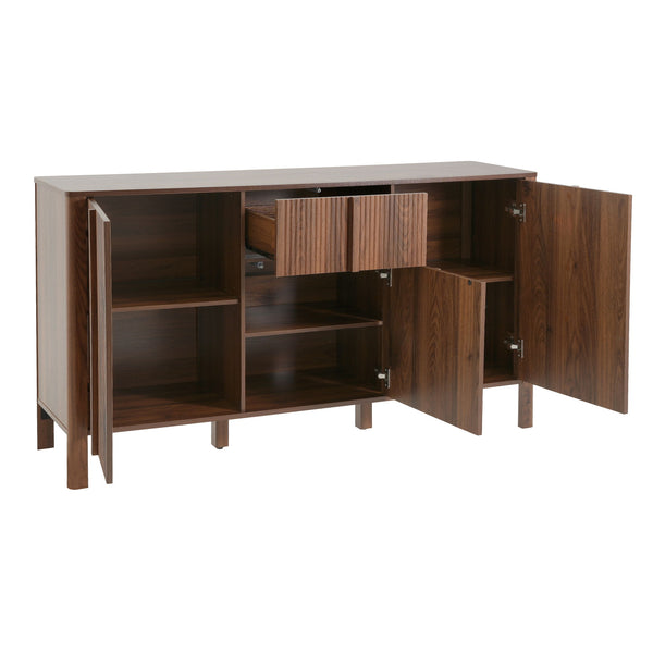 Colored Fluted Sideboard With 3 Doors And 1 Drawer