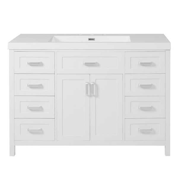 Bathroom Vanity With Sink, 2 Doors 8 Drawers, Soft Close System, Classic Design
