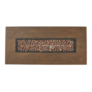 Transitional Rectangular Outdoor Propane Fire Pit With 50, 000 Btu