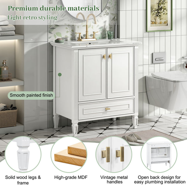Freestanding Vanity With 1 Drawer & 2 Soft Close Doors With Door Mounted Storage