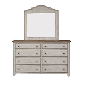 Farmhouse Reimagined - 8 Drawer Dresser - Antique White / Chestnut Tops