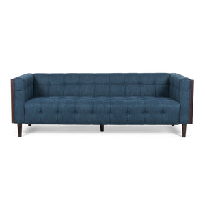 Contemporary Mid-Century Charm 3 Seater Sofa With Button Tufted Waffle Stitching