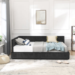 Storage Elegant Upholstered Tufted Bed Frame With Backrest And Armrests