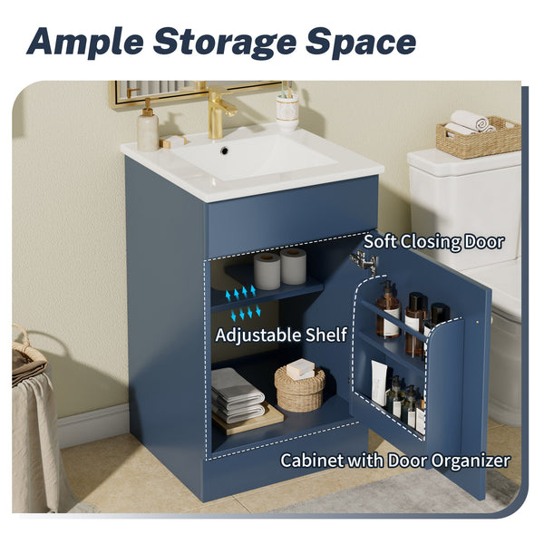 Bathroom Vanity With Sink, Cabinet With Adjustable Shelf