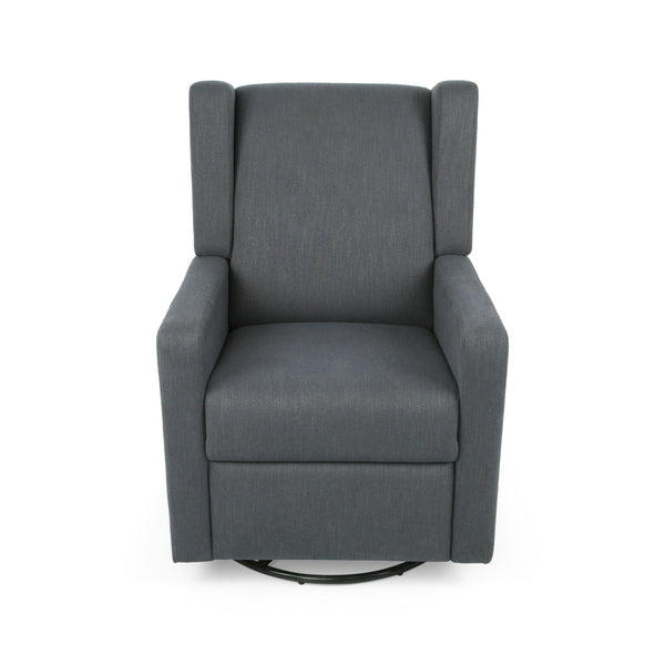 Landau - Contemporary Fabric Upholstered Swivel Recliner - Charcoal