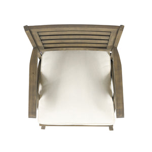 Helen - Outdoor Acacia Wood Dining Chair (Set of 2) - Gray / Creme