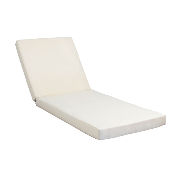 Premium Acacia Wood Lounge Chaise Set With Water Resistant Cushions, Adjustable Recline - Cream / Teak