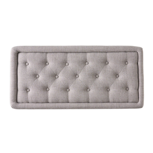Dean - Fabric Storage Wide Tufted Rectangle Ottoman - Gray