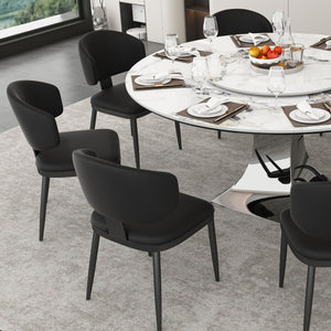 Round Dining Table With 6 Chairs Set - Silver