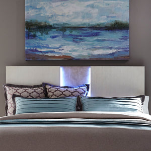 Mirage - King Travertine Panel Headboard - Wirebrushed White