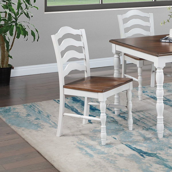 5 Piece Dining Set With Table And Ladder Back Chairs - Oak / White