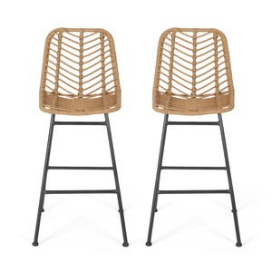 Sawtelle - Outdoor Wicker Barstools (Set of 2)