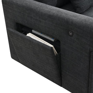 U Shaped Sectional Sofa 6 Seat Couch Set With Oversized Ottoman, Hidden Armrest Storage And Cup Holders USB Charging Ports Wide Seat Sofa