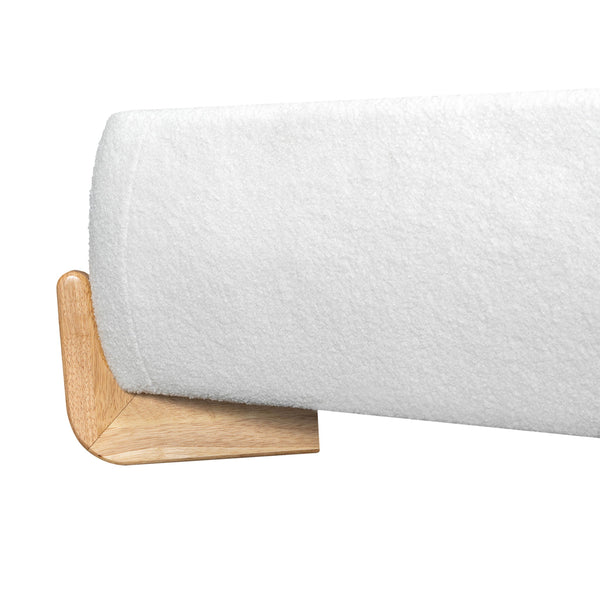 Queen Size Upholstered Bed With 12 Slats Support - White