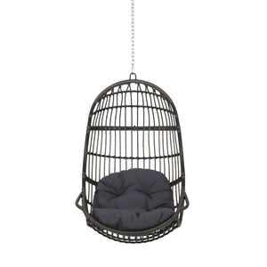 Rustic Hanging Basket Chair With Cushion