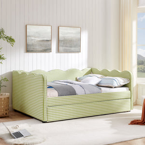 Gingham Daybed & USB Charging Port, Wave-Shaped Design
