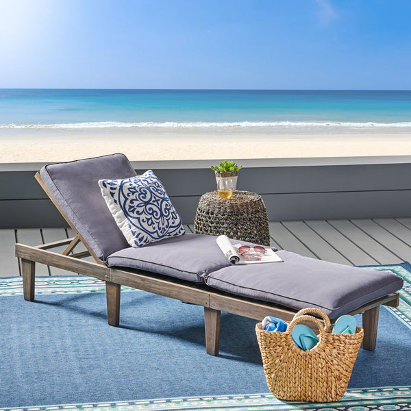 Ariana - Wood Chaise Lounge With Cushion