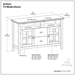 Artisan - TV Media Stand, Handcrafted - Russet Brown