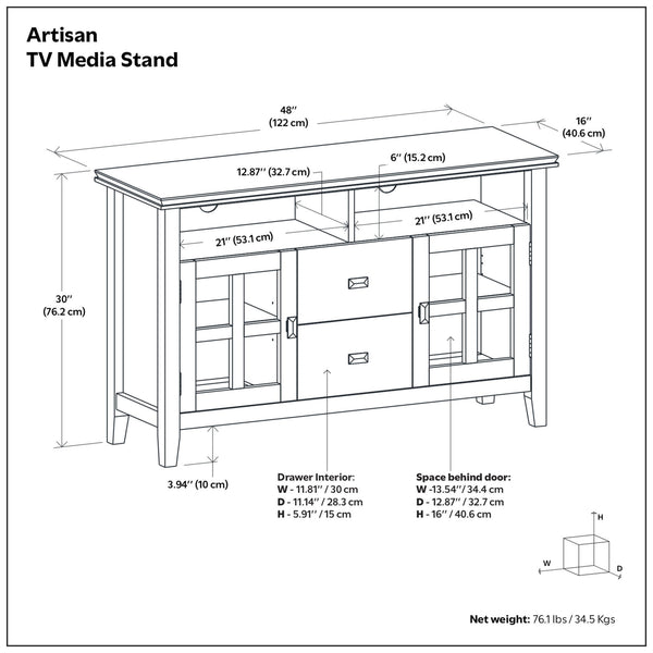 Artisan - TV Media Stand, Handcrafted - Russet Brown