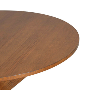 5 Piece Indoor Dining Set, Round Table & 4 Brown Arm Chairs - Beige / Brown / Cherry