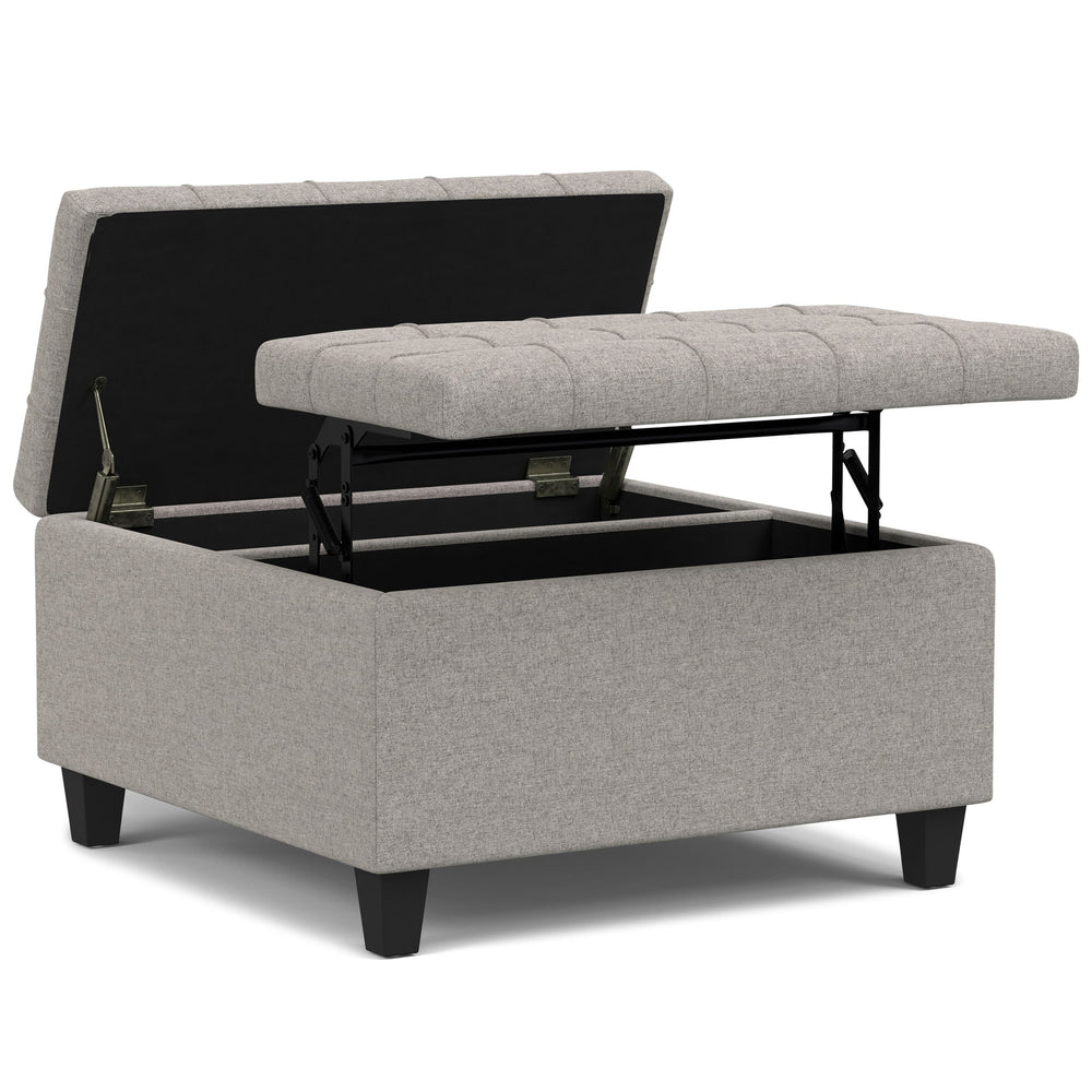 Harrison - Multifunctional Small Square Coffee Table Storage Ottoman - Gray