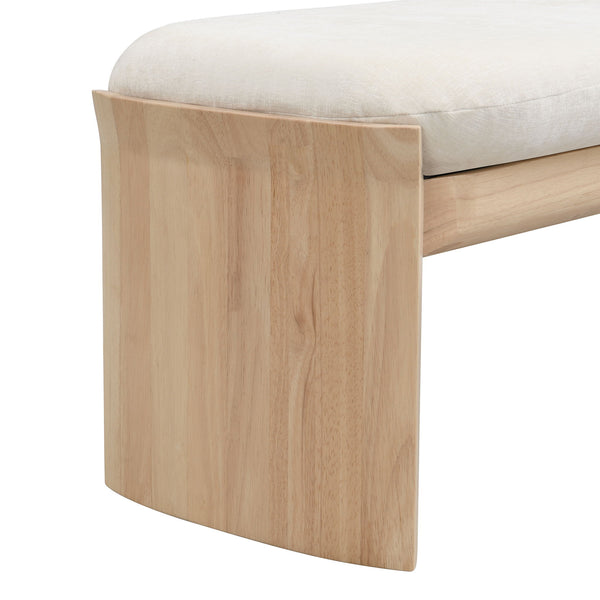 Footstool With Soft Cushion For Living Room - Beige / Natural