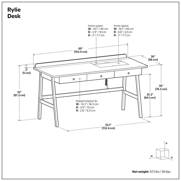 Rylie - Desk - Natural Aged Brown