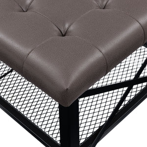 Upholstered Coffee Table With Rack - Dark Brown