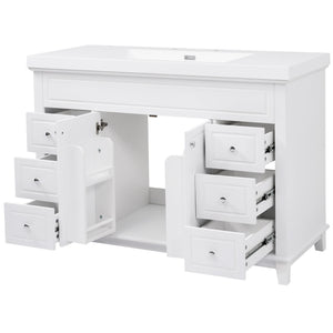 Bathroom Vanity & Sink, 6 Soft Close Drawers & Double Doors - White