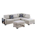 Reversible Sectional Sofa With Built In Shelf And Storage Ottoman, L - Shaped Living Room Furniture