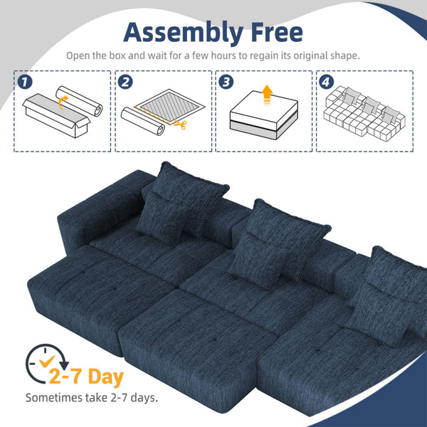 Modern Oversized Diy Combination Modular Sectional Sofa & Pillows