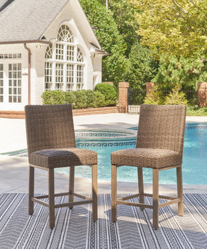Walton Bridge - 5 Pc. - Square Bar Table W/Fire Pit, 4 Barstools - Driftwood