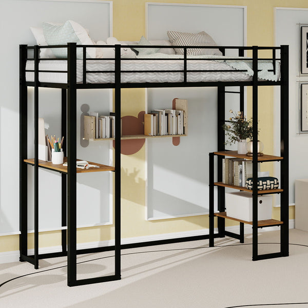 Bunk Bed With L-Shaped Desk And Dual Side Stairs