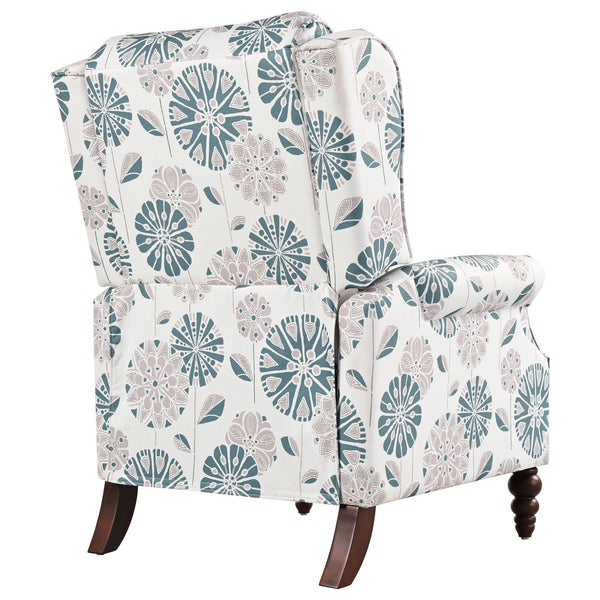 Push Back Recliner Chair Upholstered Recliner Armchair With Classic Wing Back And Solid Gourd-Shaped Legs