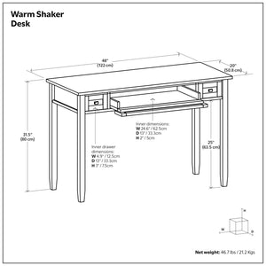 Warm Shaker - Writing Desk With Drawers - Black