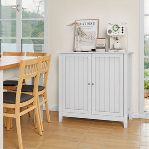 Double Door Storage Cabinet With Knobs - White