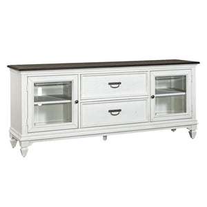 Allyson Park - Entertainment TV Stand - Wirebrushed White / Charcoal