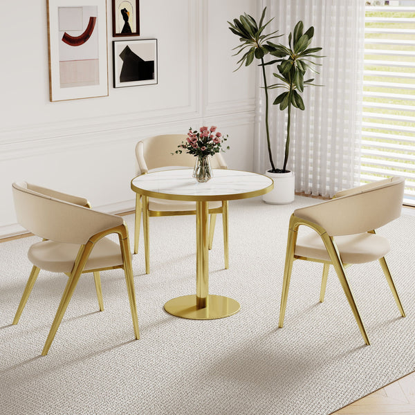 Round Bistro Table - Gold / White