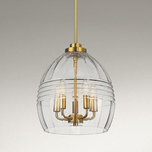 Zen - 5 Pendant Chain Hanging Light - Clear / Gold