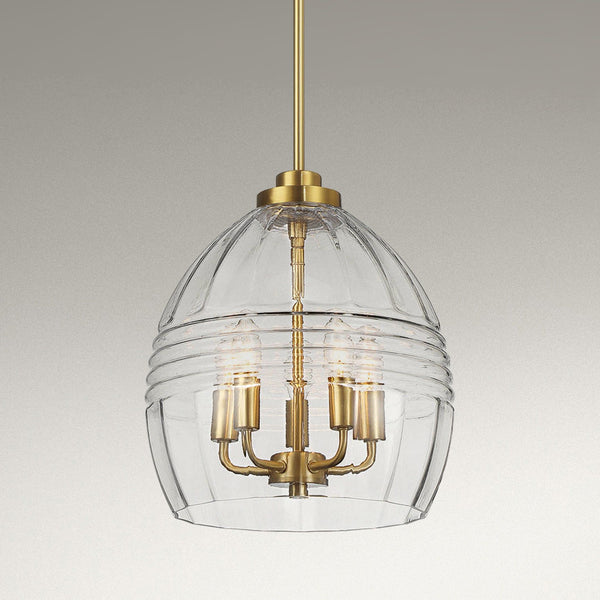 Zen - 5 Pendant Chain Hanging Light - Clear / Gold