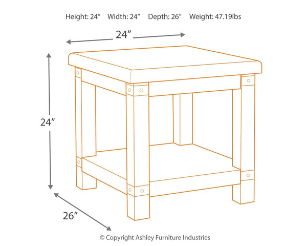 Carynhurst - Rectangular End Table - White Wash Gray