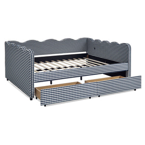 Gingham Daybed & USB Charging Port, Wave Shaped Design