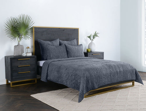 Bari - Velvet Quilt - Sea Fog