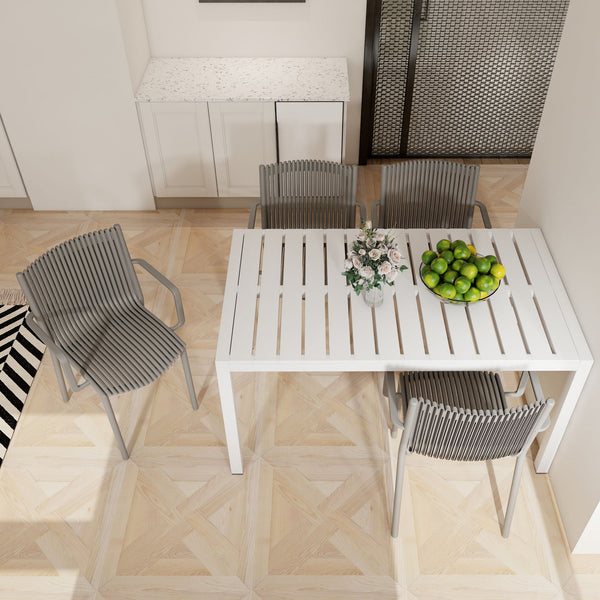 4 Piece Stackable Single Chairs With Vertical Stripe Design For All Weather