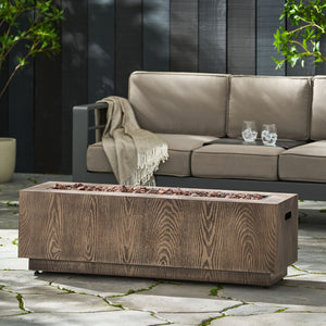 Wellington Square Iron Fire Pit With Wood Pattern Design And 50, 000 Btu Output