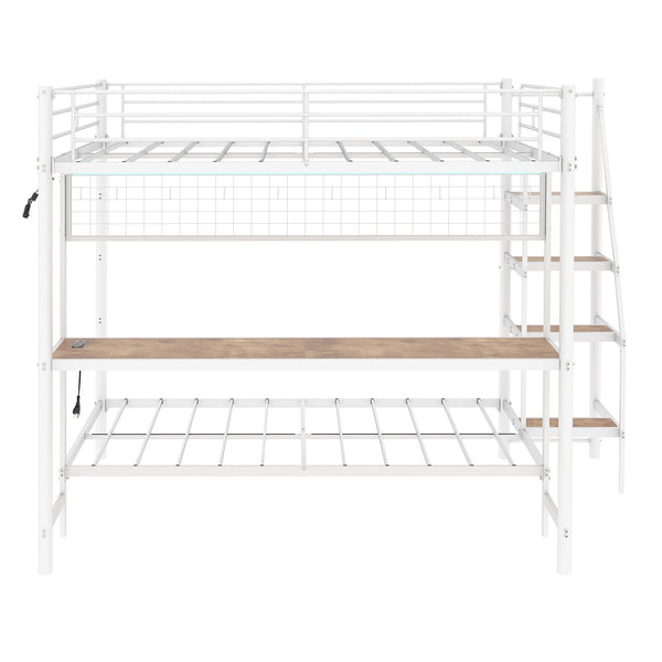 Bunk Bed With Built In Desk And LED Lighting